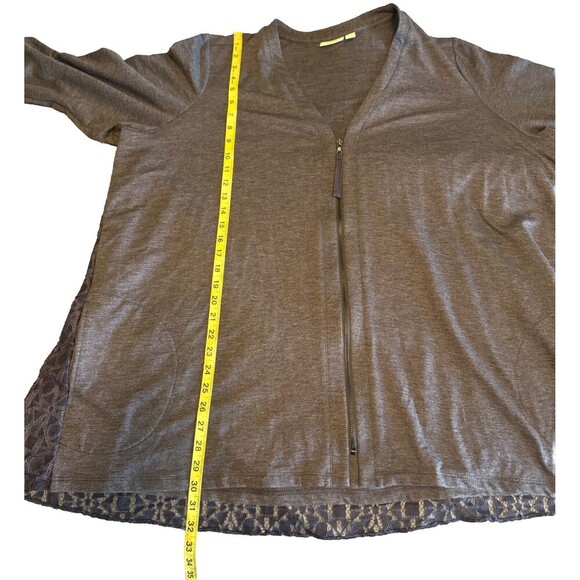 LOGO Lounge By Lori Goldstein GRAY Full Zip Cardigan Lace Back Plus Size 3X - Picture 9 of 9